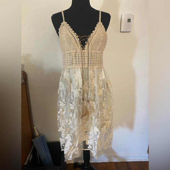 Aaaa Dresses & Skirts - Last One! Crocheted 🧶 boho lace and floral dress small/medium